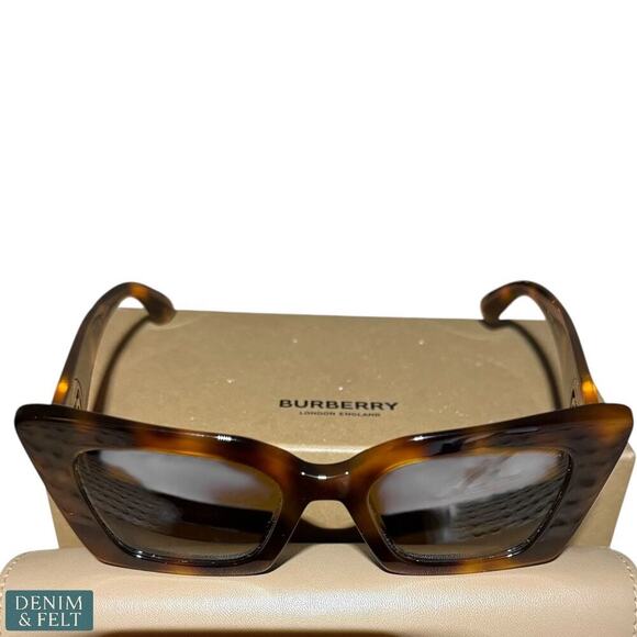 Burberry Daisy Light Havana Brown Tortoise Polarized Logo Sunglasses 51mm Italy - Picture 14 of 16